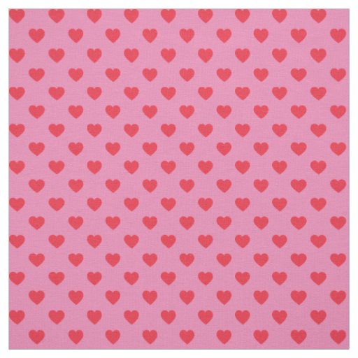 Red on Pink Tiny Heart Pattern Fabric | Zazzle