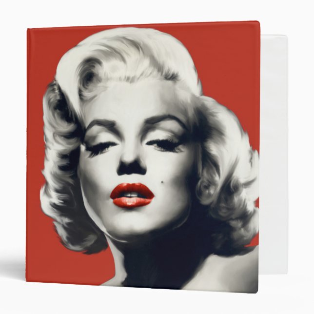 Red on Red Lips Marilyn 3 Ring Binder (Front/Inside)