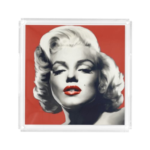 Red on Red Lips Marilyn Acrylic Tray
