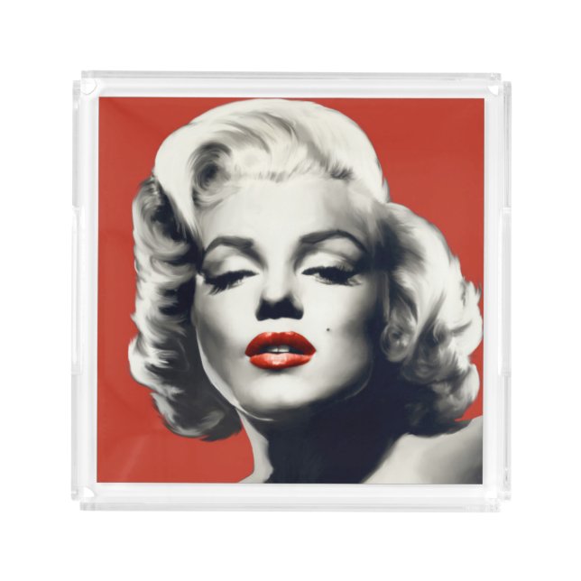 Red on Red Lips Marilyn Acrylic Tray (Front)