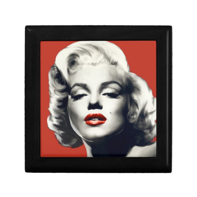 Red on Red Lips Marilyn Keepsake Box (Front)
