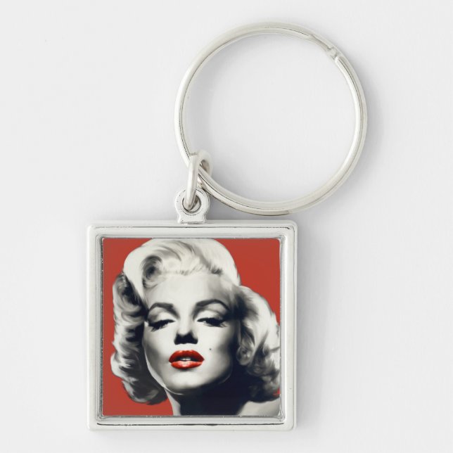 Red on Red Lips Marilyn Keychain (Front)
