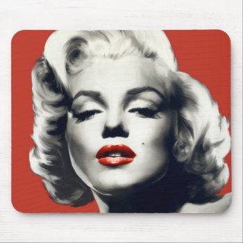Red On Red Lips Marilyn Mouse Pad by boulevardofdreams at Zazzle