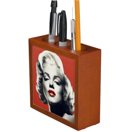 Red on Red Lips Marilyn Pencil Holder