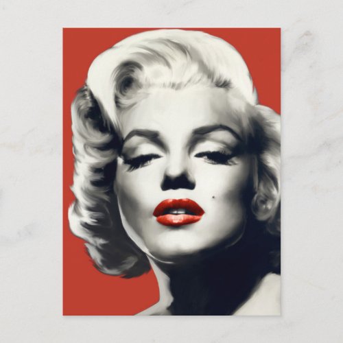 Red on Red Lips Marilyn Postcard