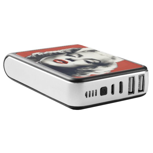 Red on Red Lips Marilyn Power Bank (Angled)