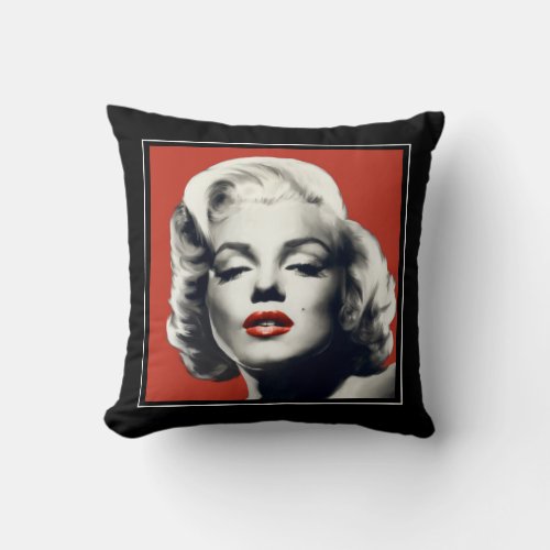 Red on Red Lips Marilyn Throw Pillow