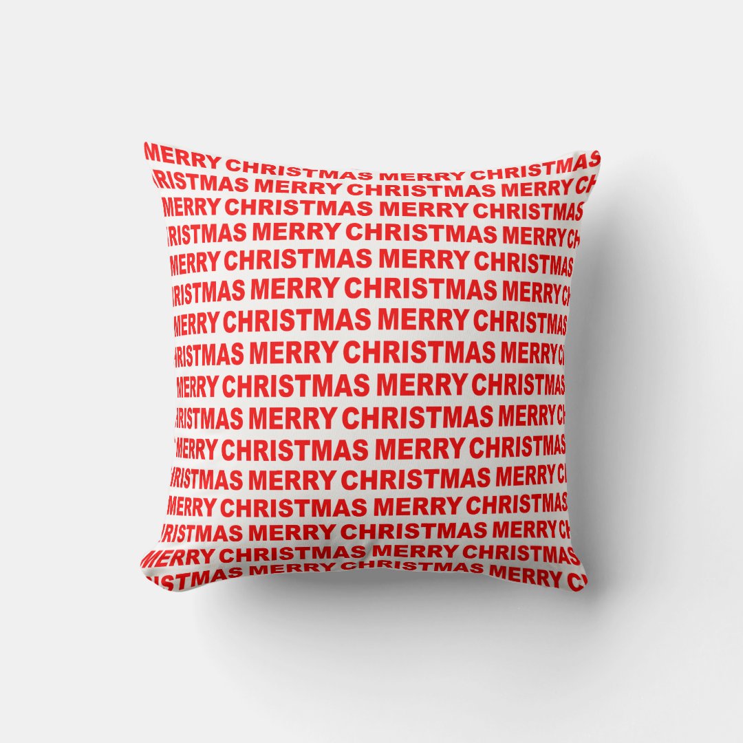 Red Christmas Typography Throw Pillow