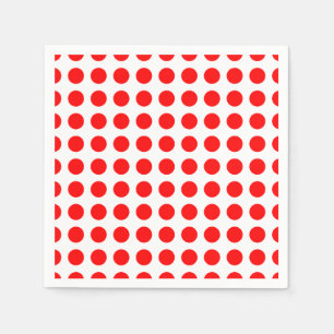 Red on White Large Horizontal Polka Dots Paper Napkins