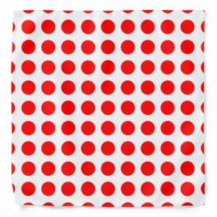 Red on White Large Size Horizontal Polka Dots Bandana