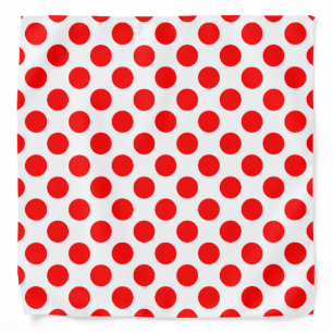 Red on White Large Size Polka Dots Bandana