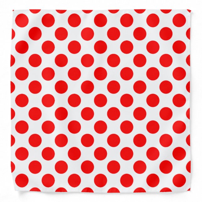 Red on White Large Size Polka Dots Bandana (Front)