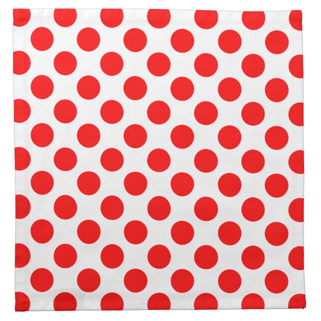 Red on White Large Size Polka Dots Cloth Napkin (Front)