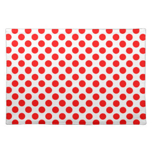 Red on White Large Size Polka Dots Cloth Placemat