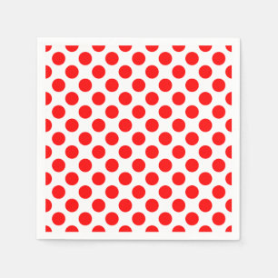 Red on White Large Size Polka Dots Paper Napkins