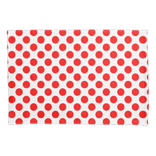 Red on White Large Size Polka Dots Pillow Case