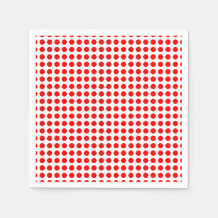 Red on White Medium Horizontal Polka Dots Paper Napkins