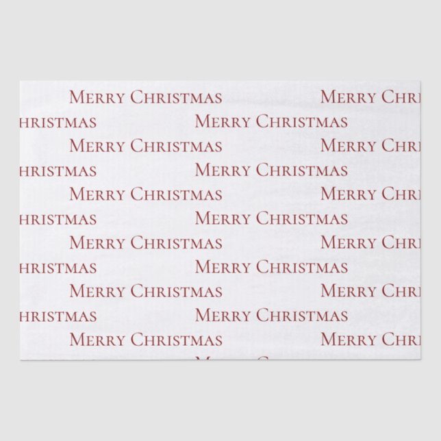 Red on White Merry Christmas Quote Tissue Paper (Front)