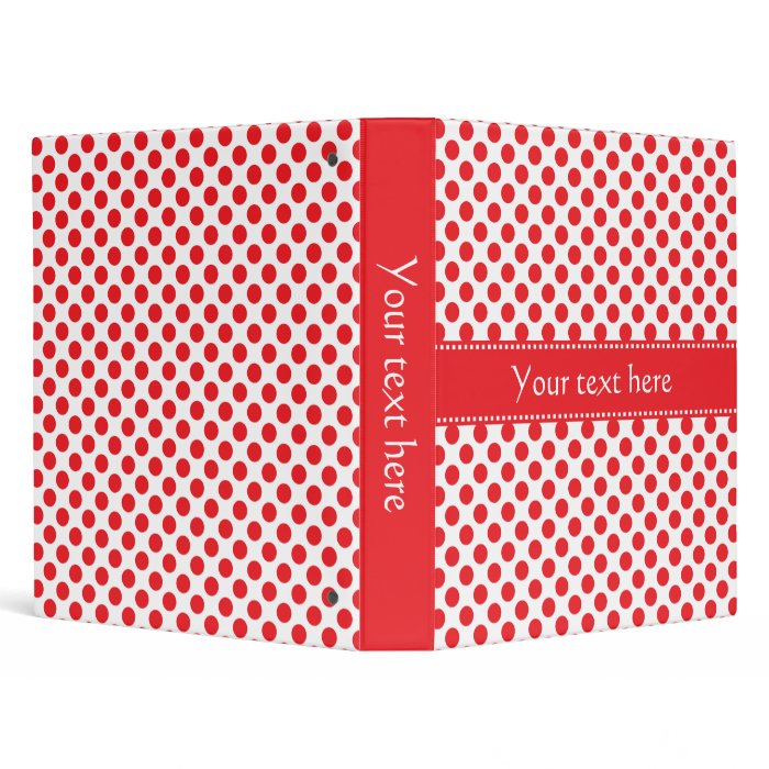 Red on White Polka Dot 3 Ring Binder