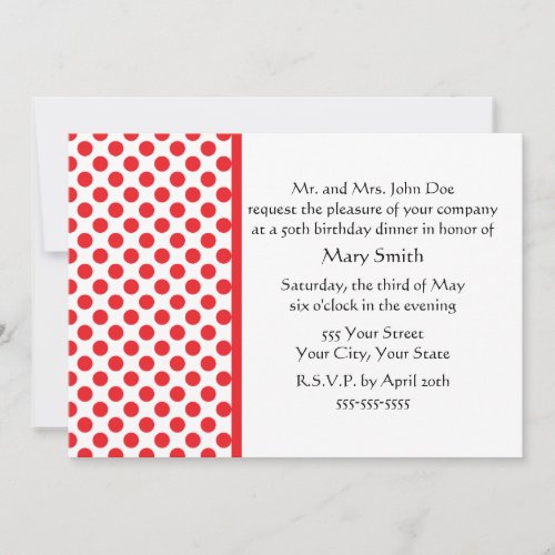 Red on White Polka Dot Custom Invitation