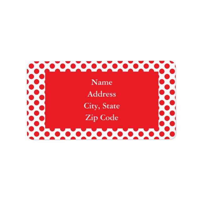 Red on White Polka Dot Label (Front)