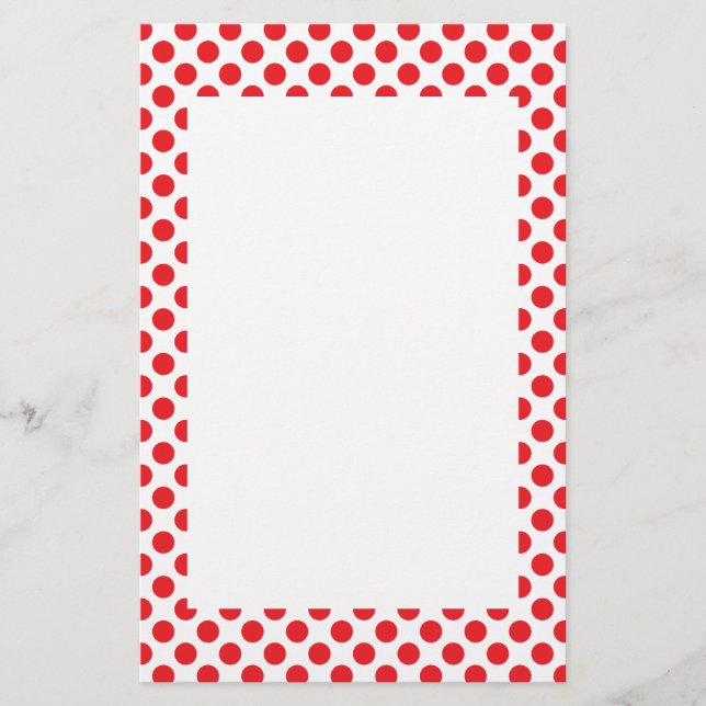 Red on White Polka Dot Stationery (Front)