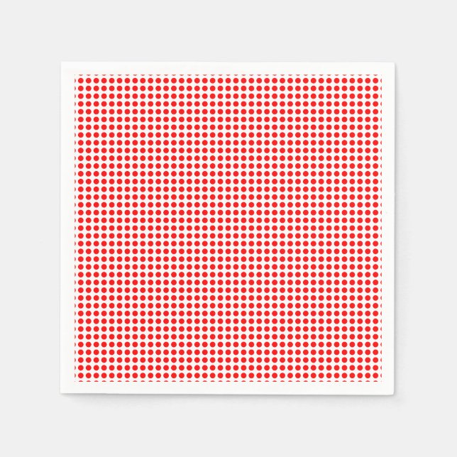 Red on White Small Horizontal Polka Dots Paper Napkins (Front)