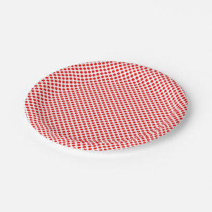 Red on White Small Size Polka Dots Paper Plates