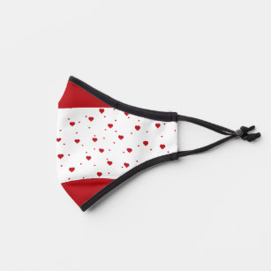 Red on white Valentine's hearts pattern Premium Face Mask
