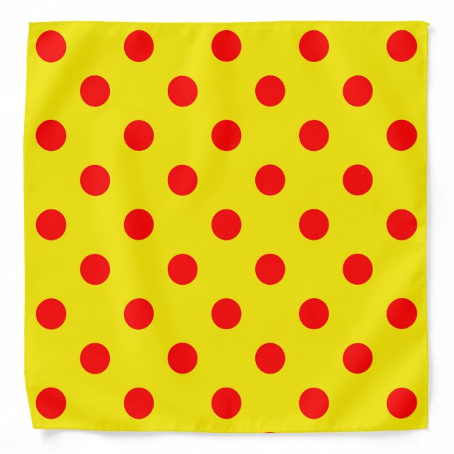Red On Yellow Polka Dots Pattern Design  Bandana (Front)