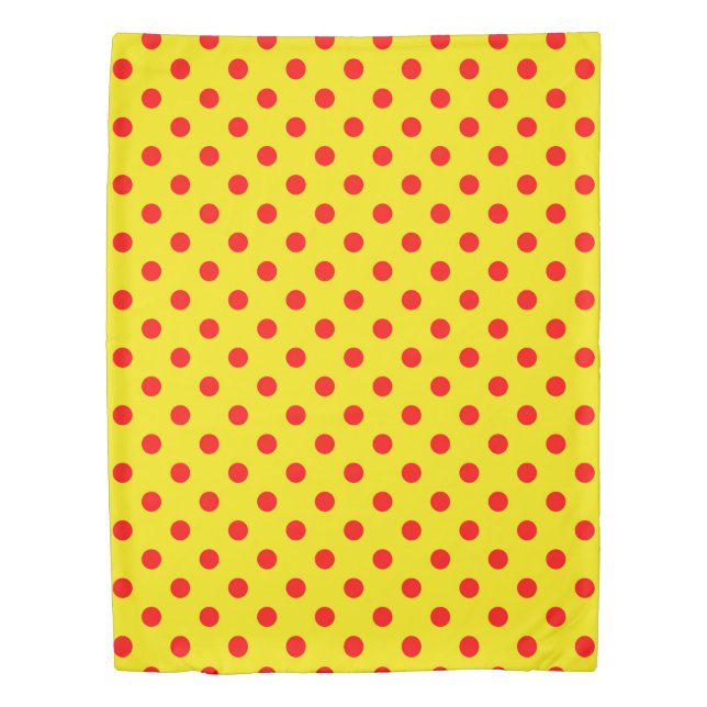 Red On Yellow Polka Dots Pattern Design  Duvet Cover (Front)