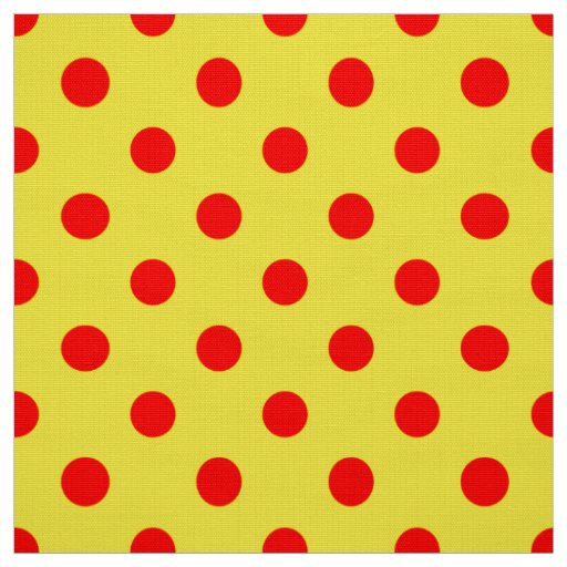 Red On Yellow Polka Dots Pattern Design  Fabric