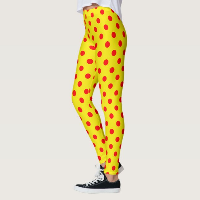 Red On Yellow Polka Dots Pattern Design  Leggings (Creator Uploaded)
