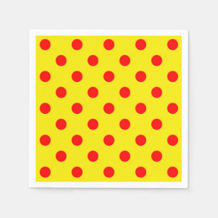 Red On Yellow Polka Dots Pattern Design Napkins