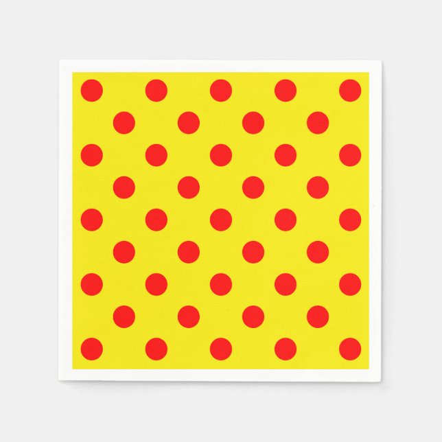 Red On Yellow Polka Dots Pattern Design  Napkins (Front)