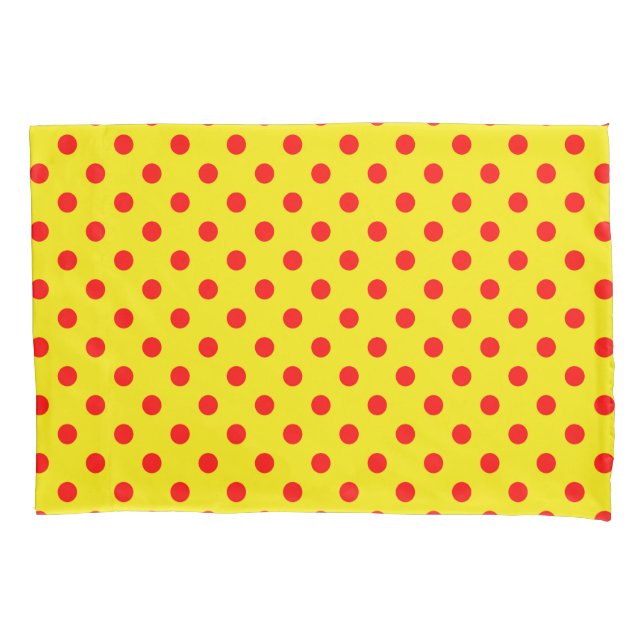 Red On Yellow Polka Dots Pattern Design  Pillow Case (Front)