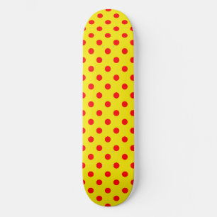 Red On Yellow Polka Dots Pattern Design  Skateboard