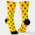 Red On Yellow Polka Dots Pattern Design  Socks