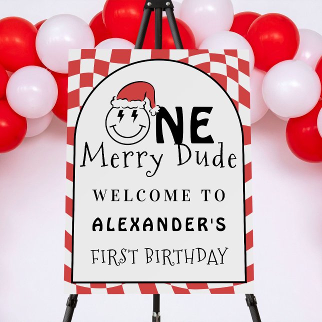 Red One Happy Dude Christmas 1st Birthday Welcome Foam Board (Creator Uploaded)