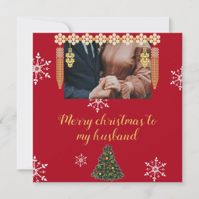 Red One photo Merry christmas Holiday Card (Front)