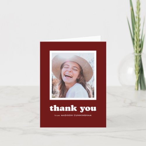 Red One Photo Simple Retro Graduation Thank You Card