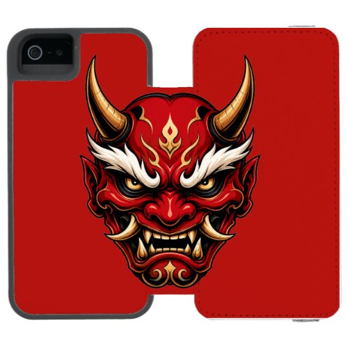 Red Oni Mask Wallet Phone Case