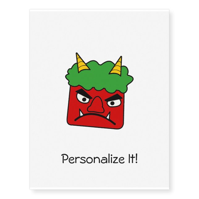 Red Oni Temporary Tattoos (Front)