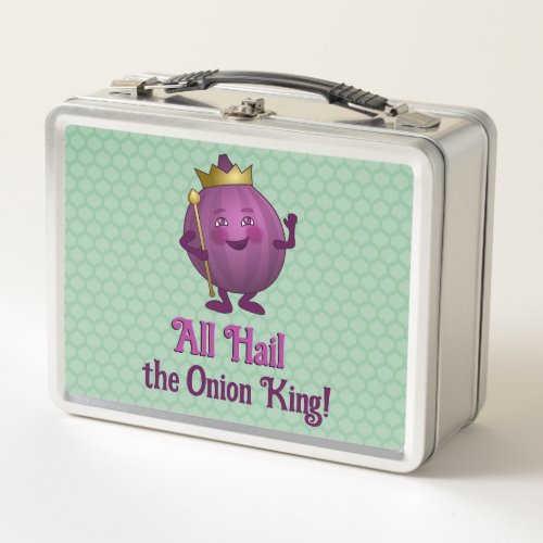 Red Onion in Crown _ funny food king _ own text Metal Lunch Box