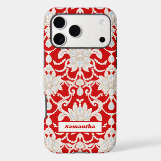 Red Opal Pearl Lace Christmas Iphone 18 Pro Max Case
