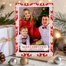 Red Opal Pearl Lace Christmas Photo