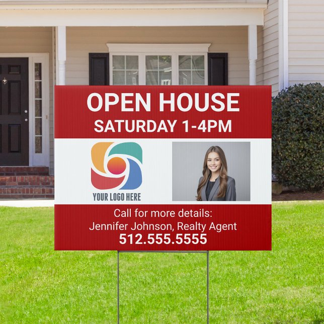 Red Open House Real Estate Company Logo Yard Sign (Creator Uploaded)