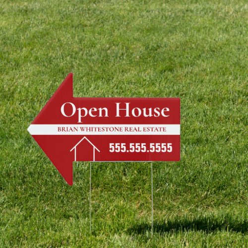 Red Open House Real Estate Company Yard Sign