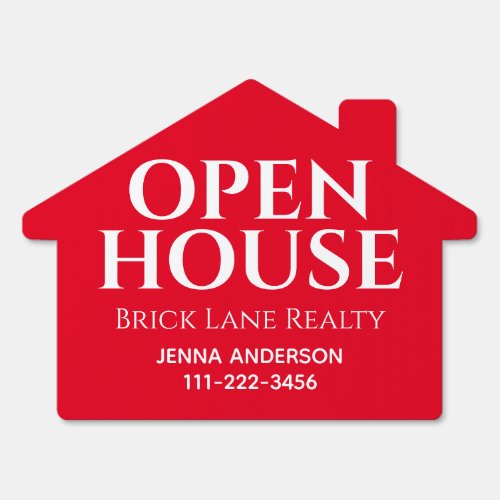 Red Open House Real Estate Contact Info   Sign