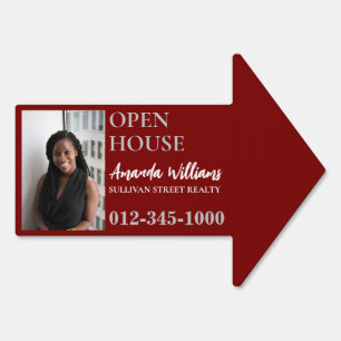 Red Open House Real Estate Marketing Garden Sign